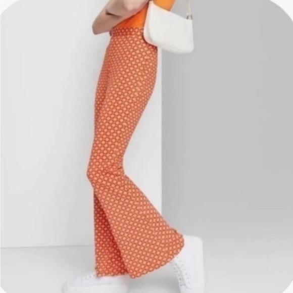 wild fable Pants - Wild Fable Orange Patterned Flare Pants